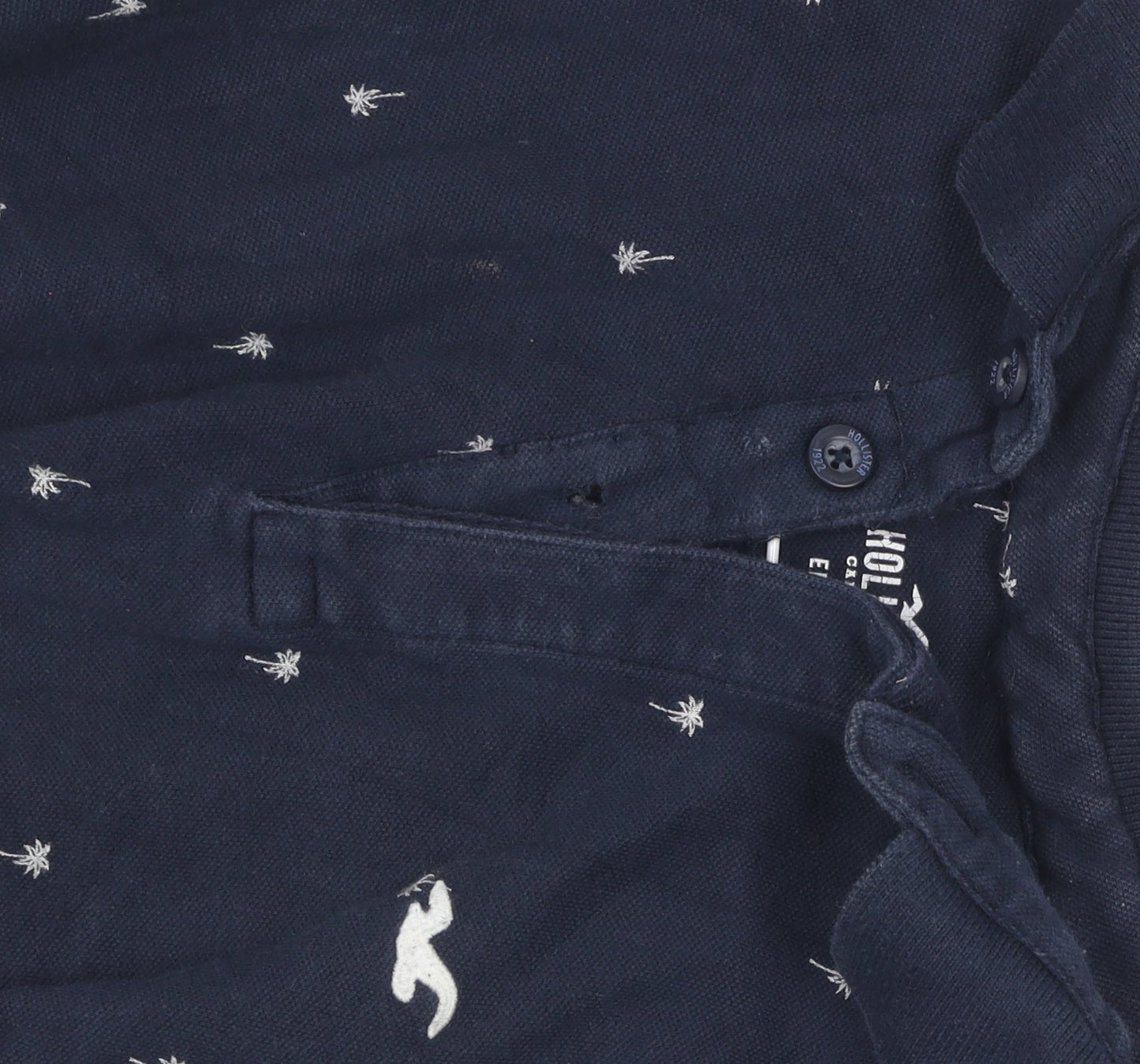 Hollister Men's Blue Slim Fit Graphic Polo L