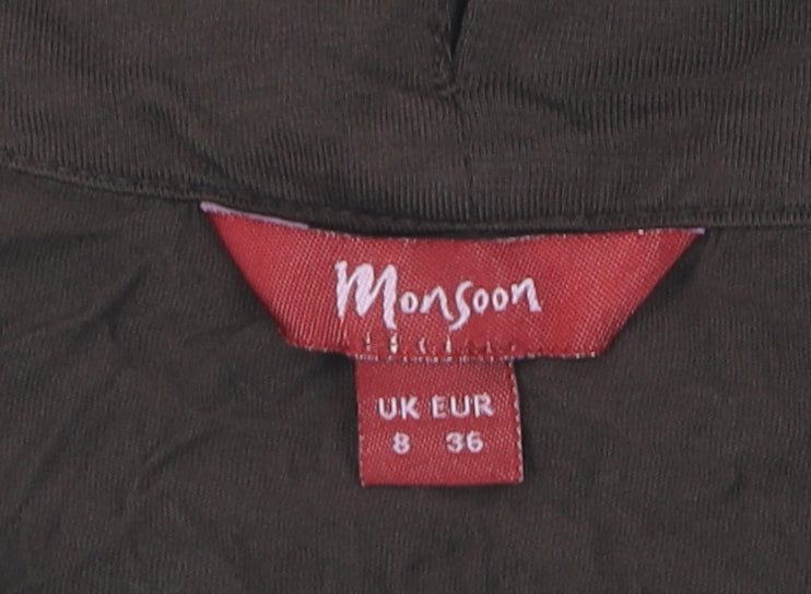 Monsoon Women's Brown Viscose Silk T-Shirt, Size 8