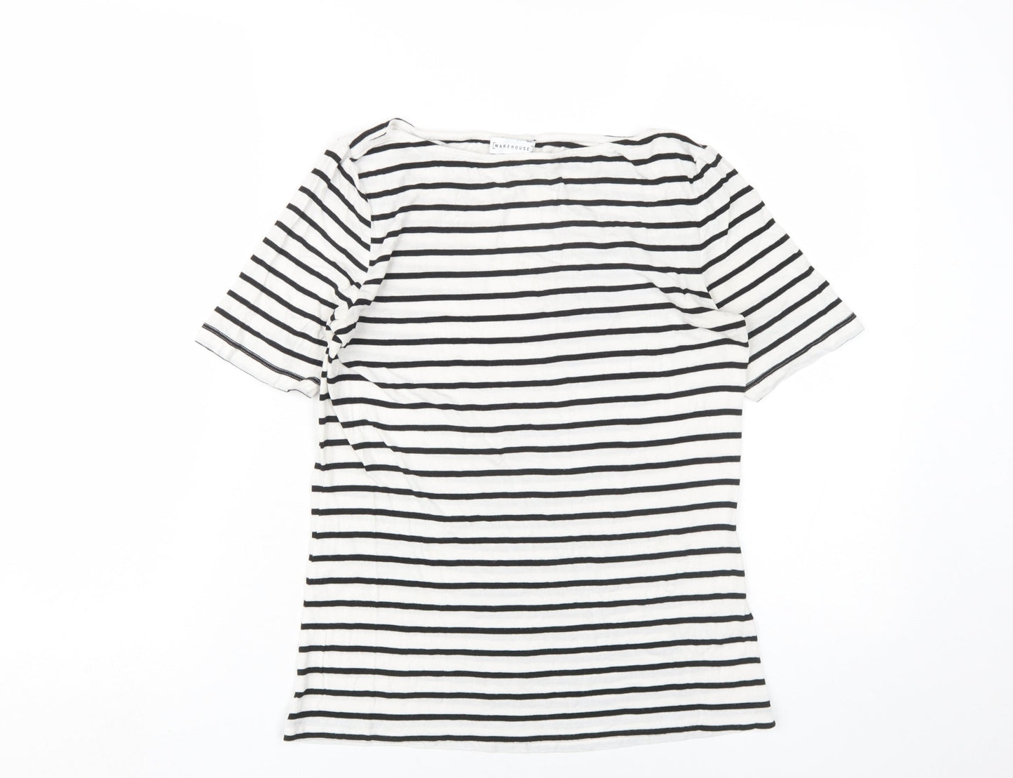 Warehouse Women’s White Striped T-Shirt UK 10