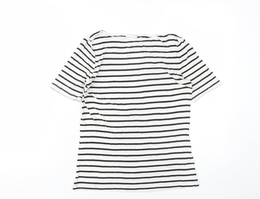 Warehouse Women’s White Striped T-Shirt UK 10