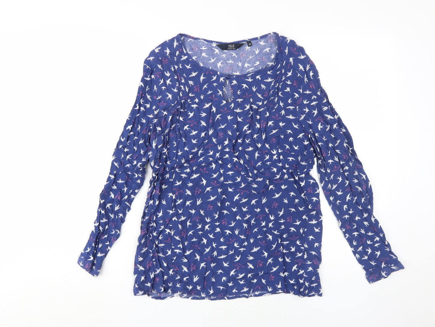 ISLE Essentials Women's Blue Blouse Long Sleeve Size 14