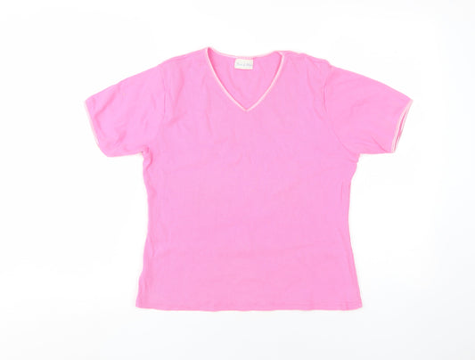Joie de Vivre Women's Pink V-Neck T-Shirt, Size L