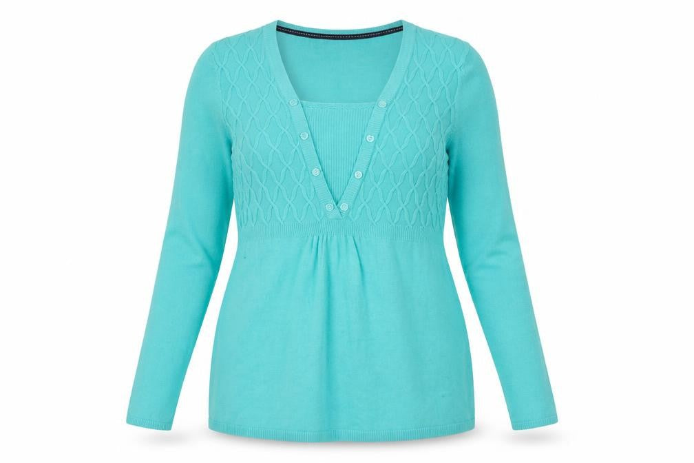 Marks & Spencer Women's Blue Cable-Knit Henley Jumper