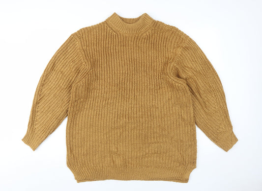 ASOS Women's Brown Chunky Knit Mock Neck Jumper Size 10