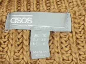 ASOS Women's Brown Chunky Knit Mock Neck Jumper Size 10