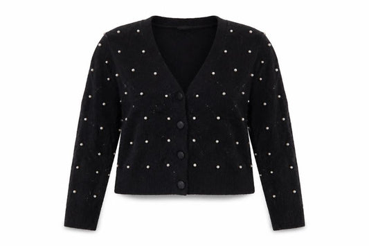 New Look Women's Black Beaded Cardigan V-Neck S