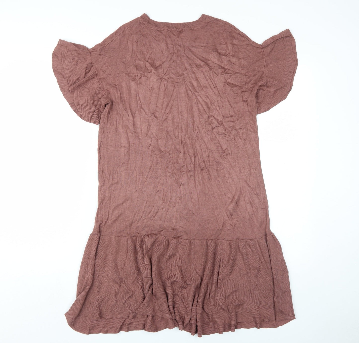 H&M Women's Brown Short Sleeve Knit Dress Size S