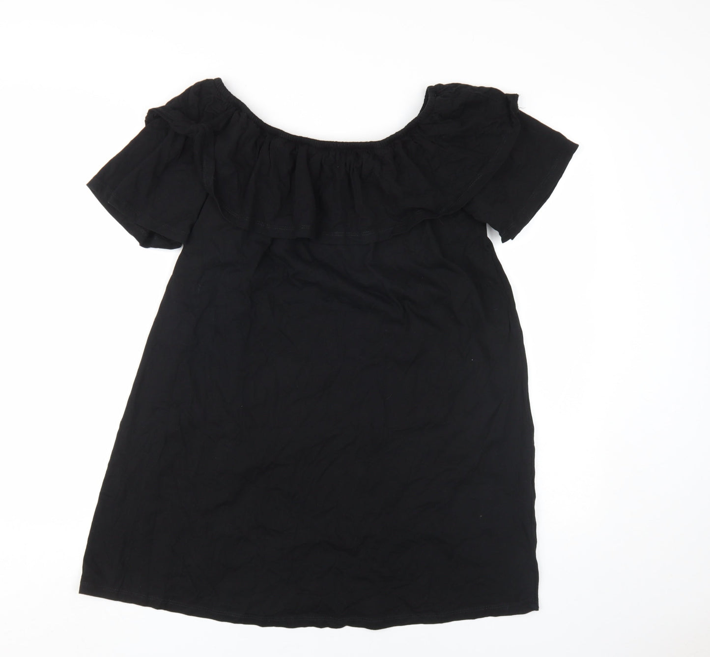 New Look Black Off-Shoulder Ruffle Dress UK 12