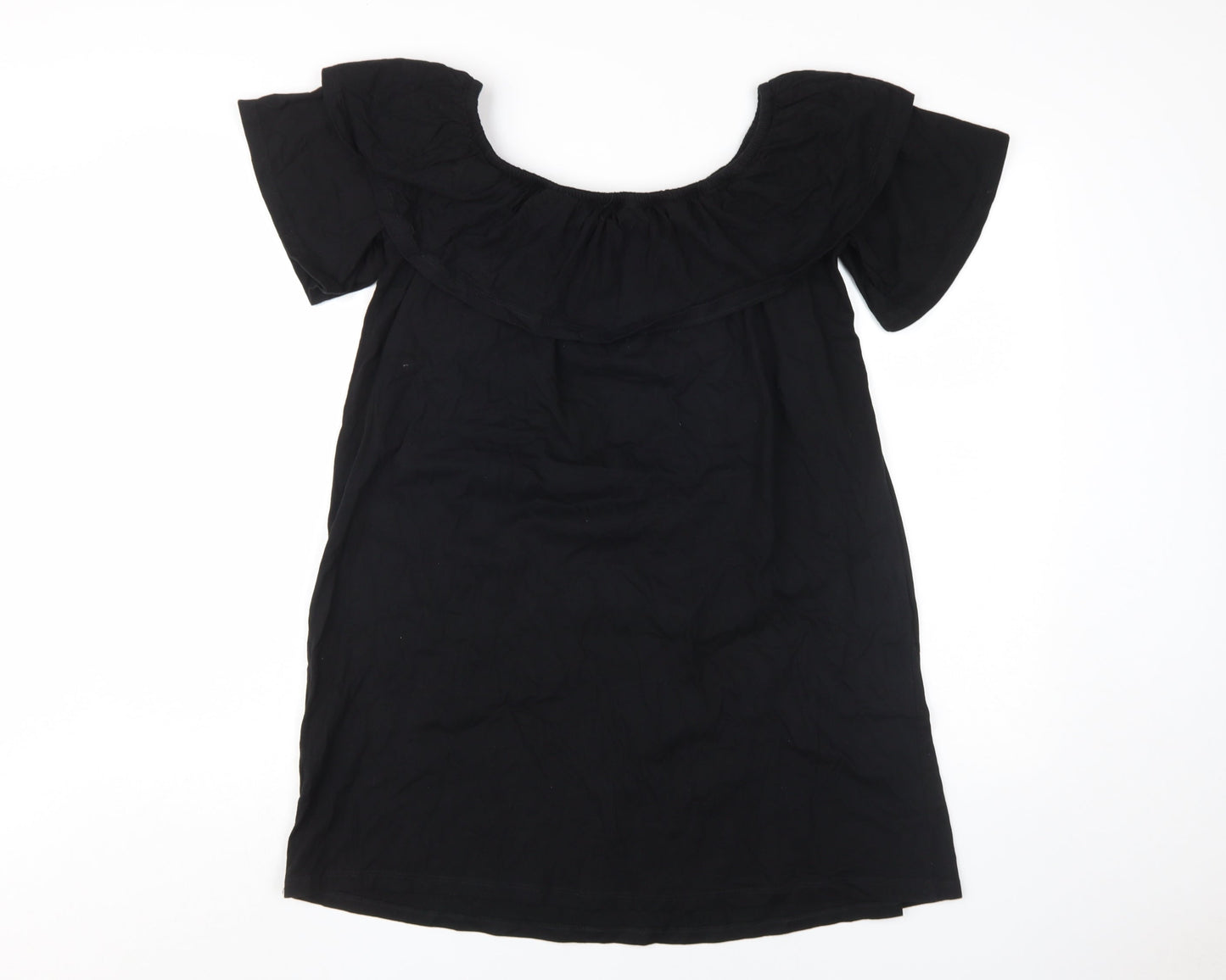 New Look Black Off-Shoulder Ruffle Dress UK 12