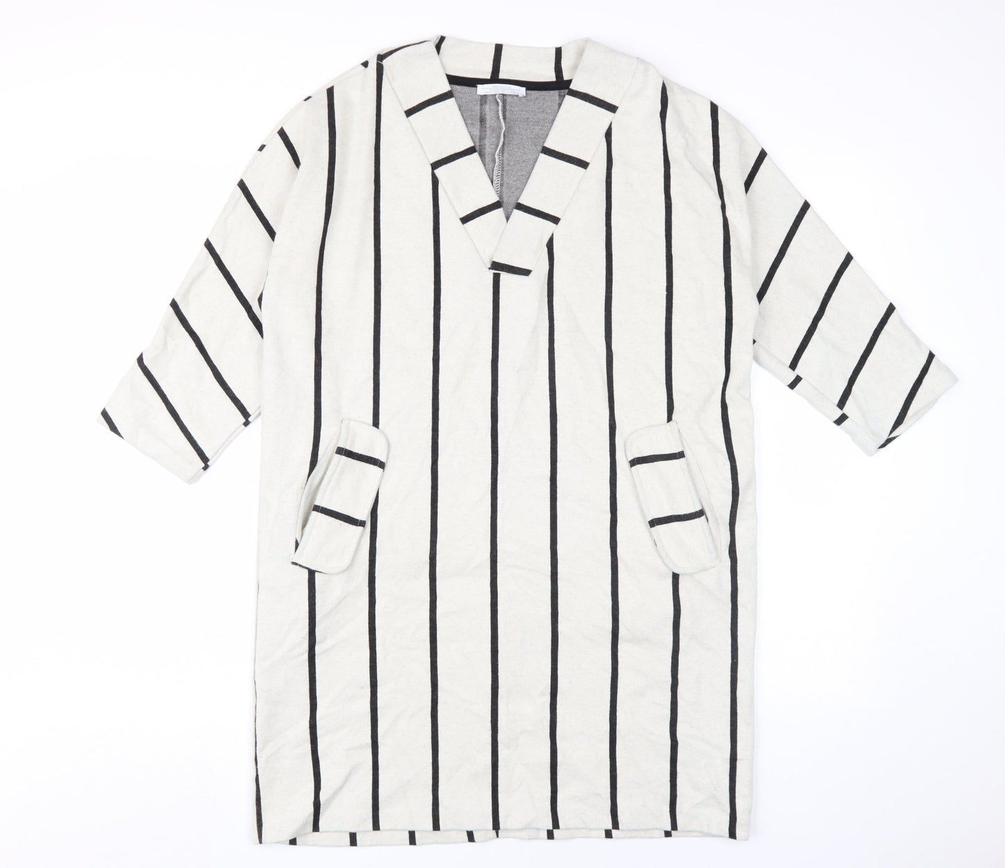 Zara Trafaluc Women's Black/White Striped Shift Dress XS