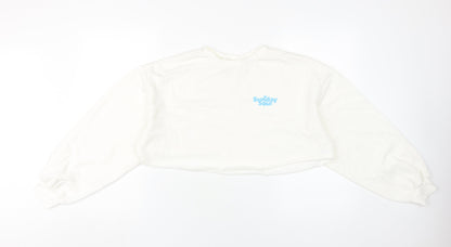 H&M Women's White Pullover Sweatshirt, Size 12