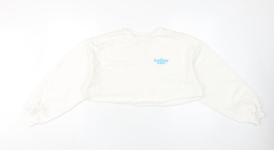 H&M Women's White Pullover Sweatshirt, Size 12