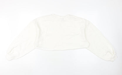 H&M Women's White Pullover Sweatshirt, Size 12