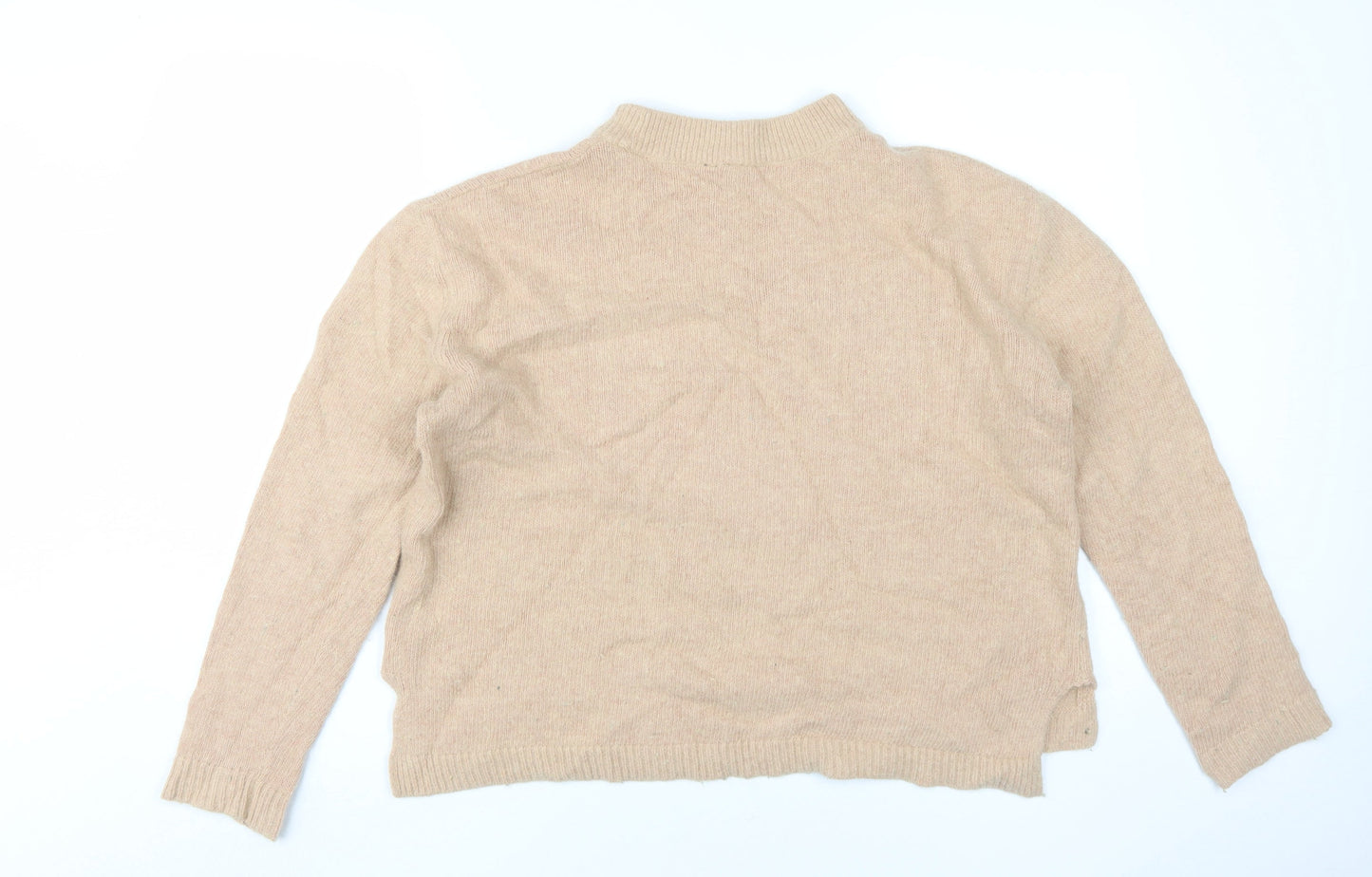 Topshop Women Beige Pullover Mock Neck Jumper Size 12