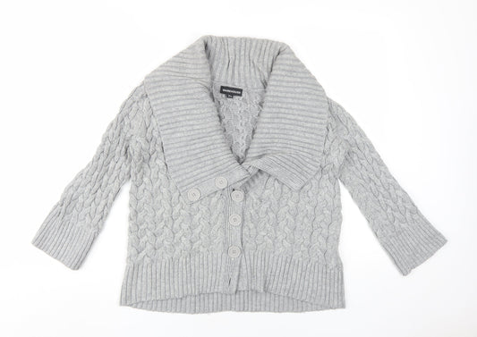 Warehouse Women's Grey Collared Cardigan Size 10