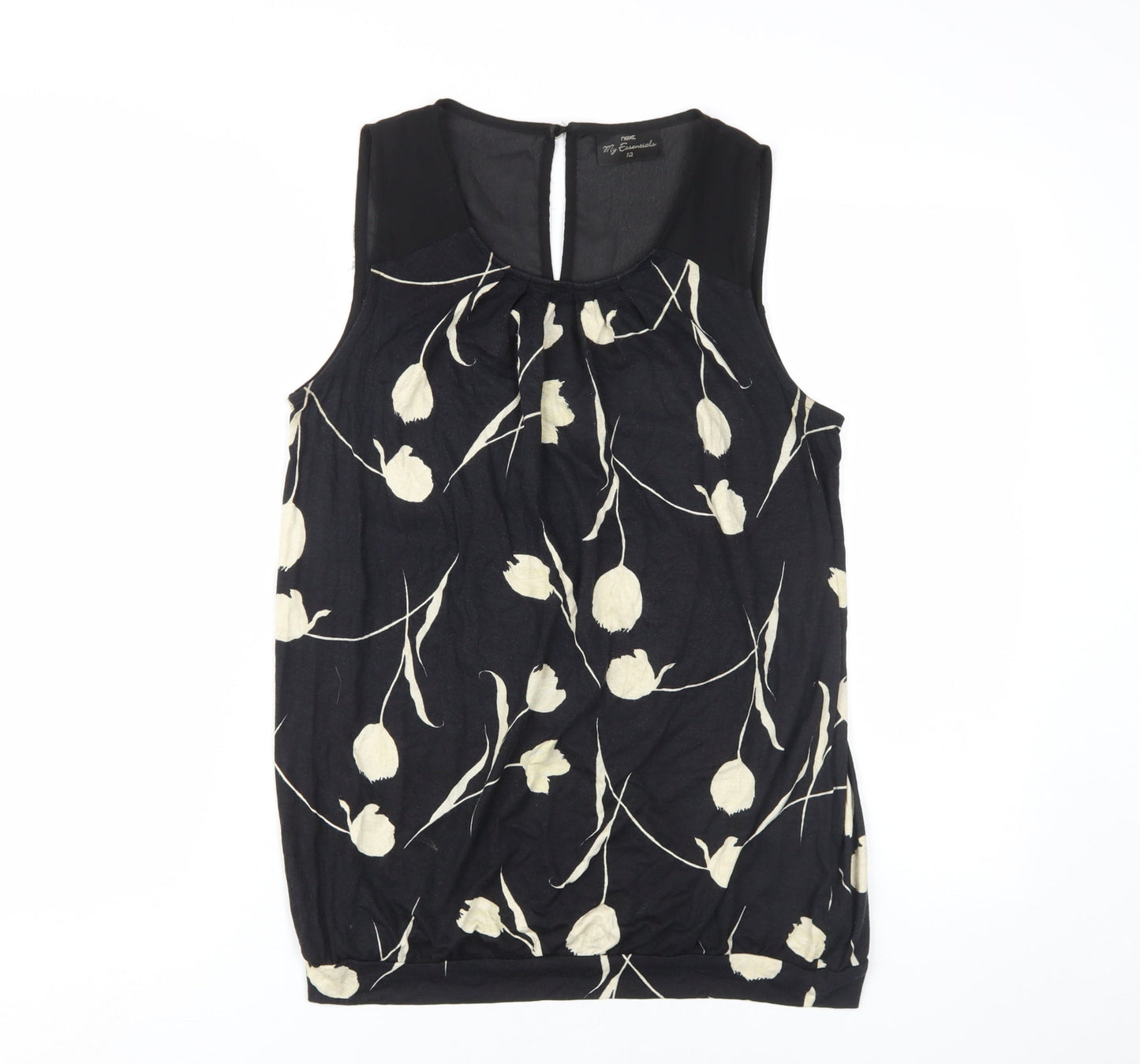 Next Women's Black Floral Sleeveless Blouse Size 12