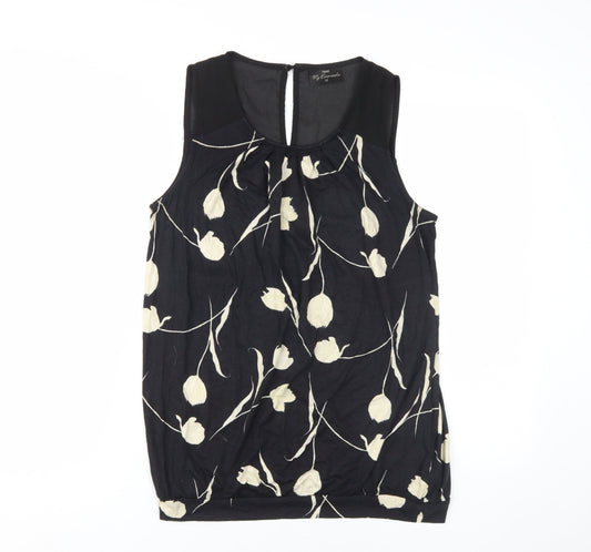 Next Women's Black Floral Sleeveless Blouse Size 12