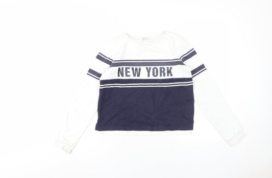 H&M Girls White 'New York' Sweatshirt 146 Pullover