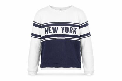 Front view of H&M girls’ white 'new york' sweatshirt 146 pullover