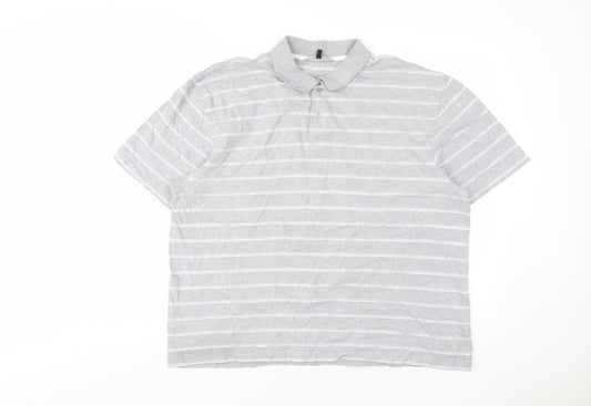 Dunnes Stores Men's Grey 2XL Striped Polo Shirt