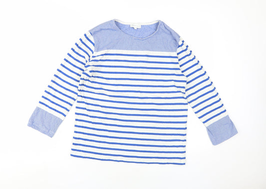 Warehouse Women Blue Striped T-Shirt Size 8