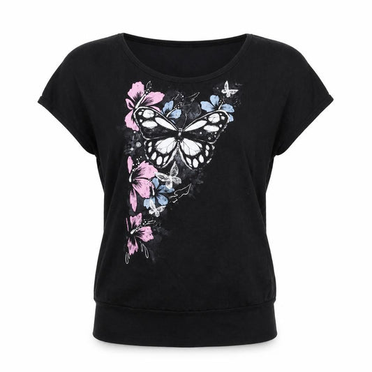 Full Volume Women's Black Butterfly T-Shirt, S