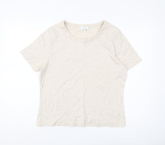 CC Women Beige Basic T-Shirt L for Casual Summer