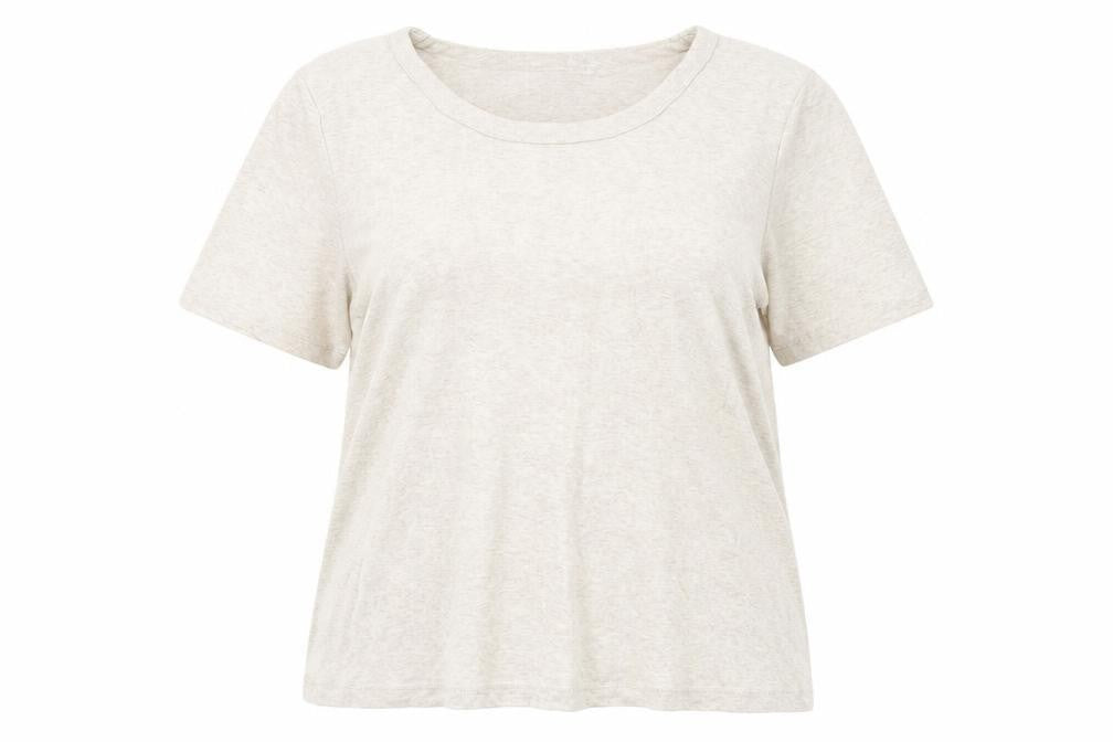 Country Casuals Women Beige Basic T-Shirt L for Casual Summer