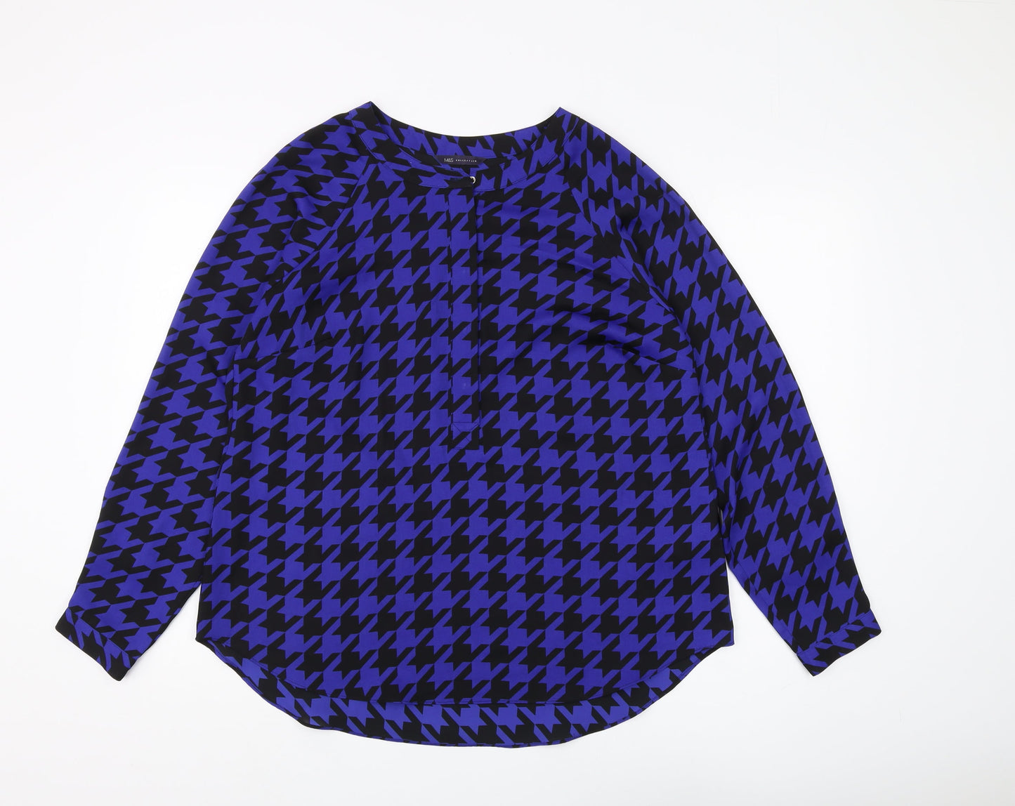 Marks and Spencer Women's Blue Geometric Blouse