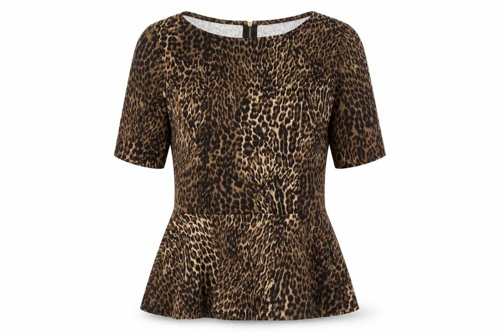 Warehouse Women's Brown Animal Print Blouse, Size 6