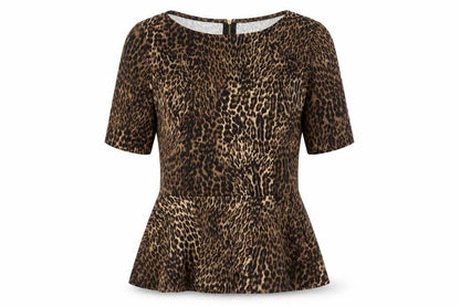 Warehouse Women's Brown Animal Print Blouse, Size 6