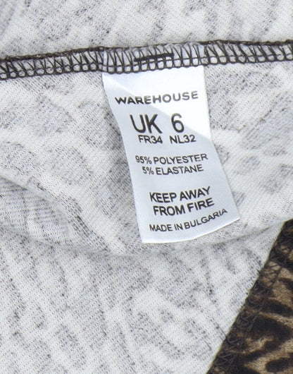 Warehouse Women's Brown Animal Print Blouse, Size 6