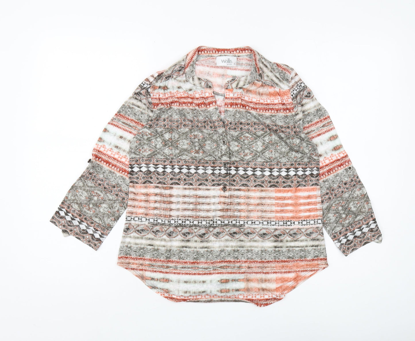 Wallis Women Multicoloured Geometric 3/4 Sleeve Blouse S