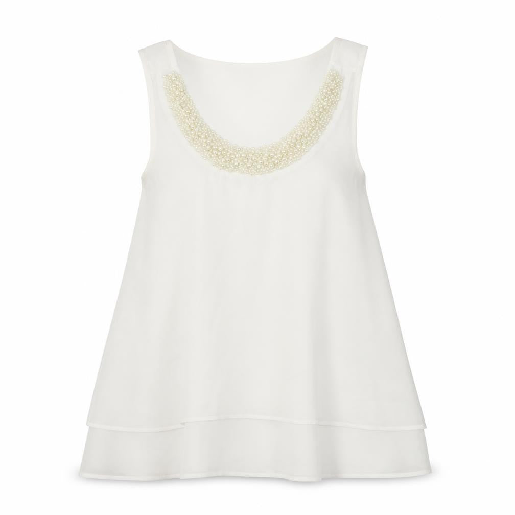 Red Herring Ivory Beaded Tank Women Size 10
