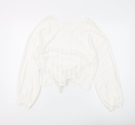 Vila Women's White Cropped Blouse - Size M, Regular Fit