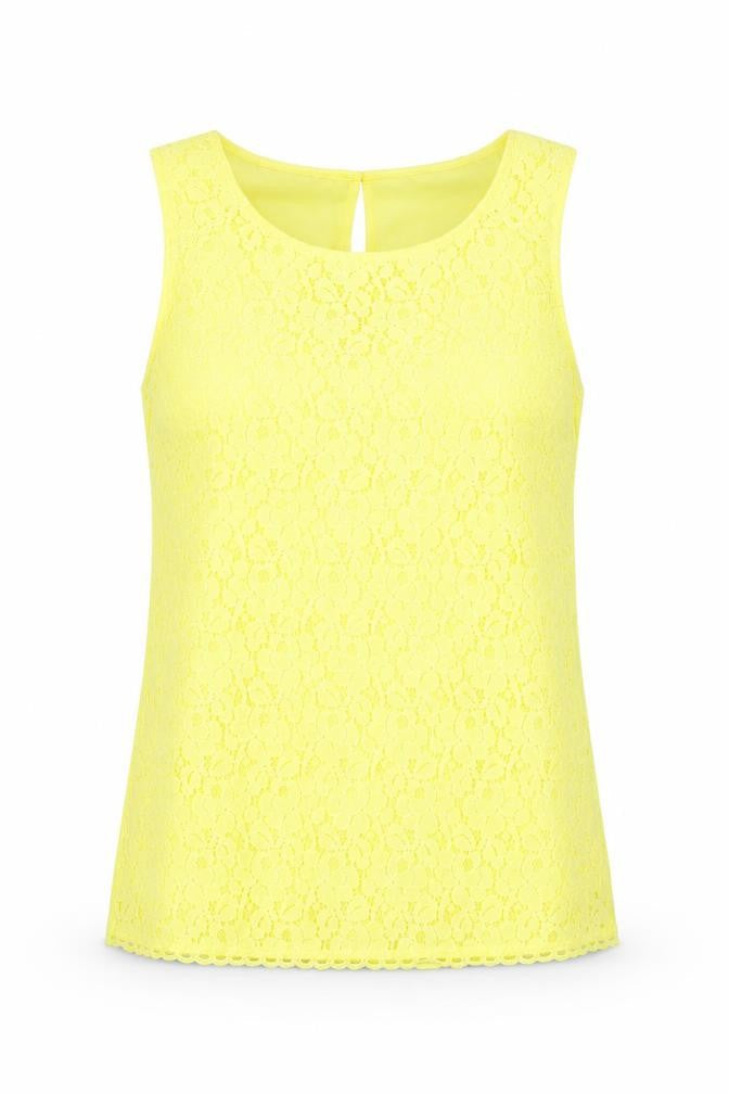 Monsoon Women's Yellow Sleeveless Lace Tank Top