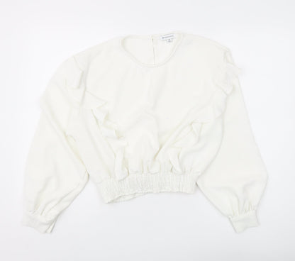 Warehouse White Ruffle Blouse for Women Size 12