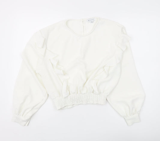 Warehouse White Ruffle Blouse for Women Size 12
