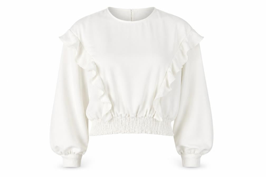 Warehouse White Ruffle Blouse for Women Size 12