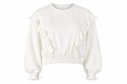 Warehouse White Ruffle Blouse for Women Size 12