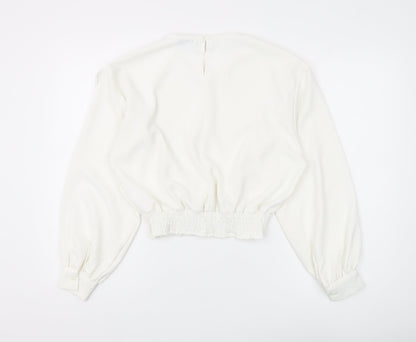 Warehouse White Ruffle Blouse for Women Size 12