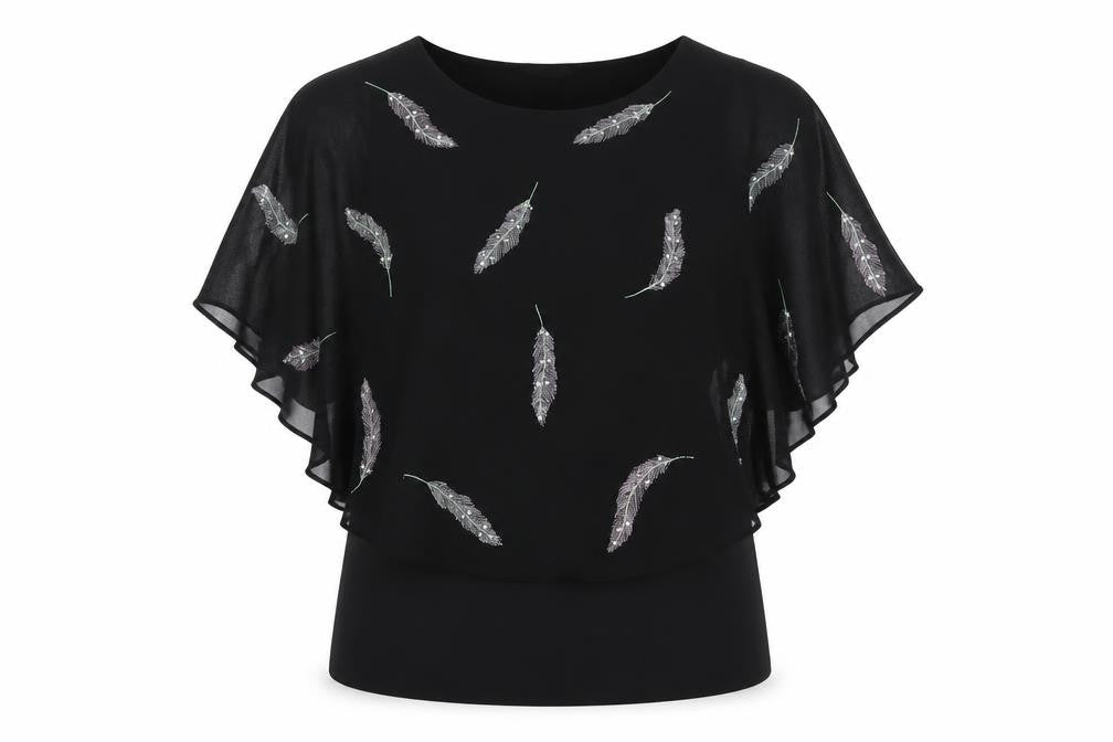 M&Co Women's Black Embroidered Blouse Size 10