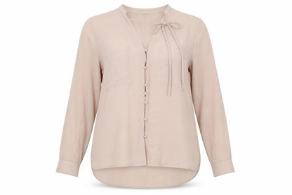 Warehouse Women Beige Button-Up Blouse Size 18