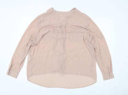 Warehouse Women Beige Button-Up Blouse Size 18