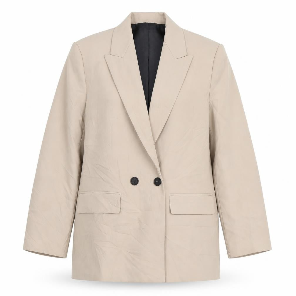 Zara Women's Beige Suit Jacket, Size 8, Double-Breasted