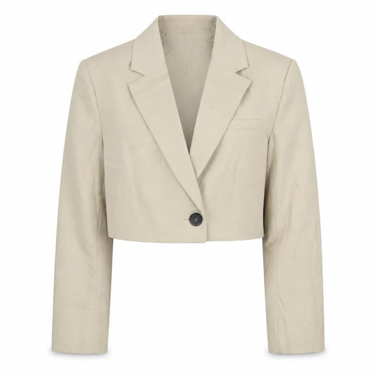 Bershka Women's Beige Cropped Blazer S - Casual Workwear