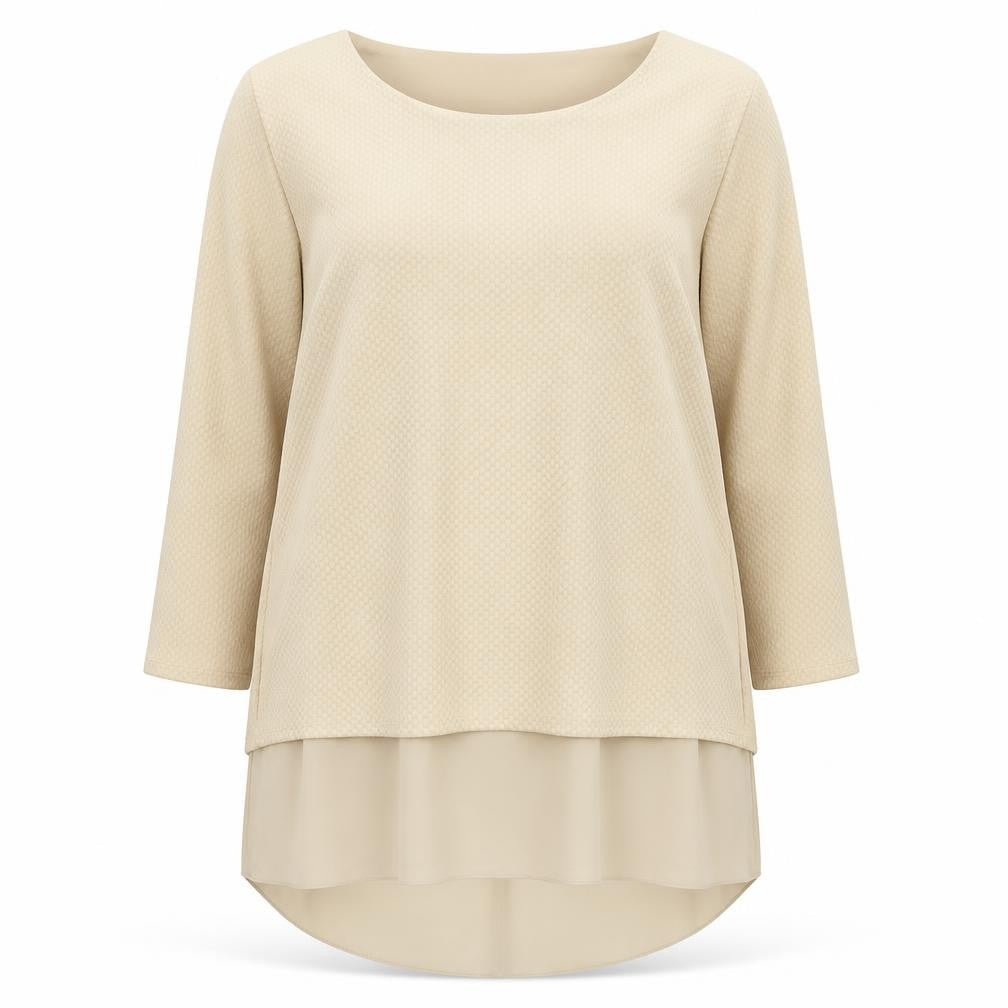 Luca Vanucci Beige Women's Tunic Jumper, M, Scoop Neck