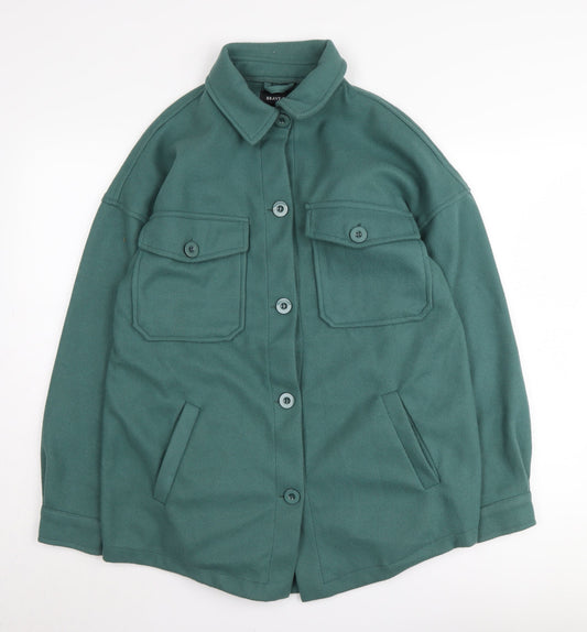 Brave Soul Women's Green Mid-Length Jacket