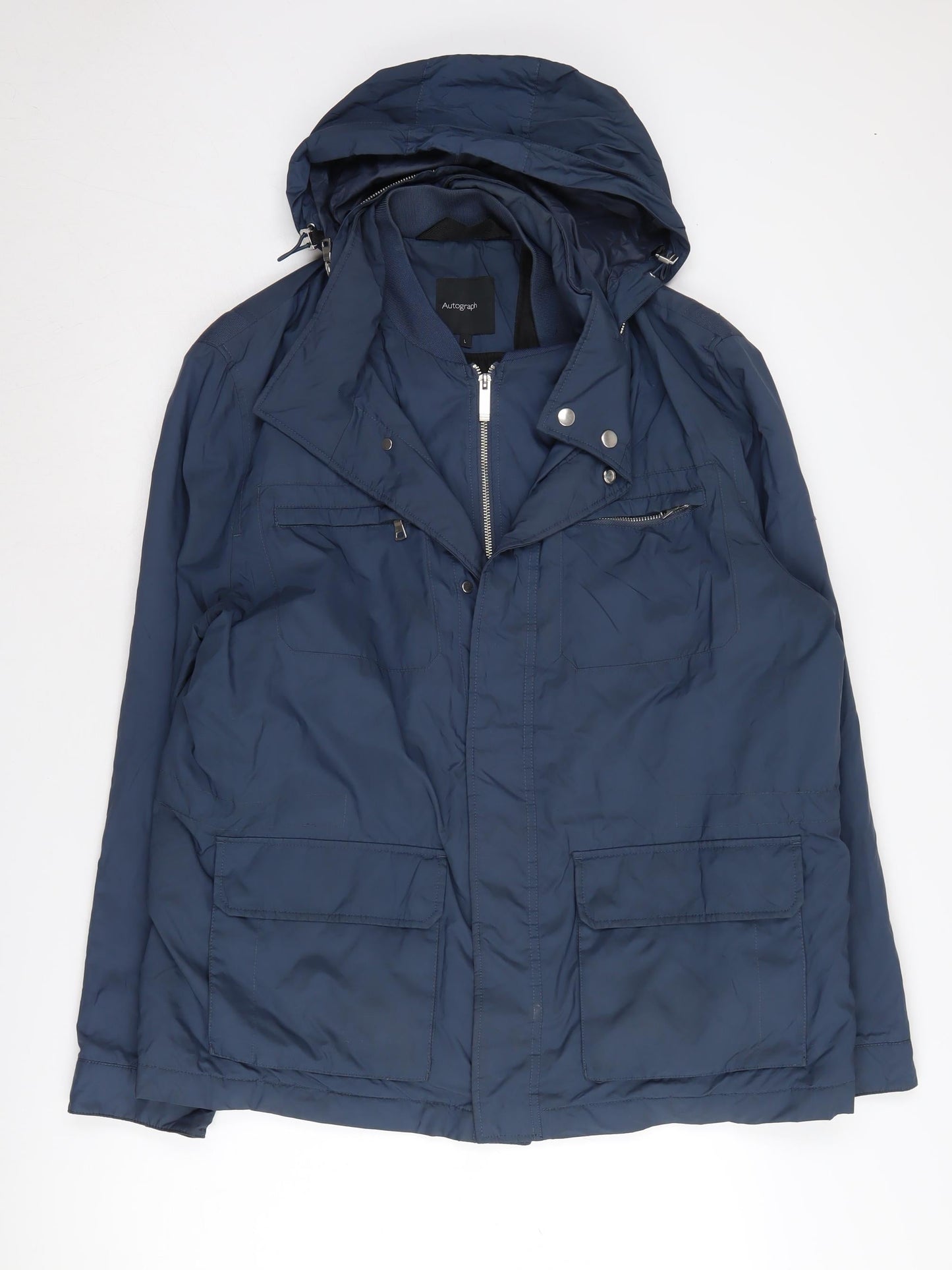 Marks and Spencer Blue Hooded Men's Jacket L