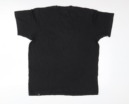 Back view of adidas Men's Black Medium Logo Crew Neck T-Shirt